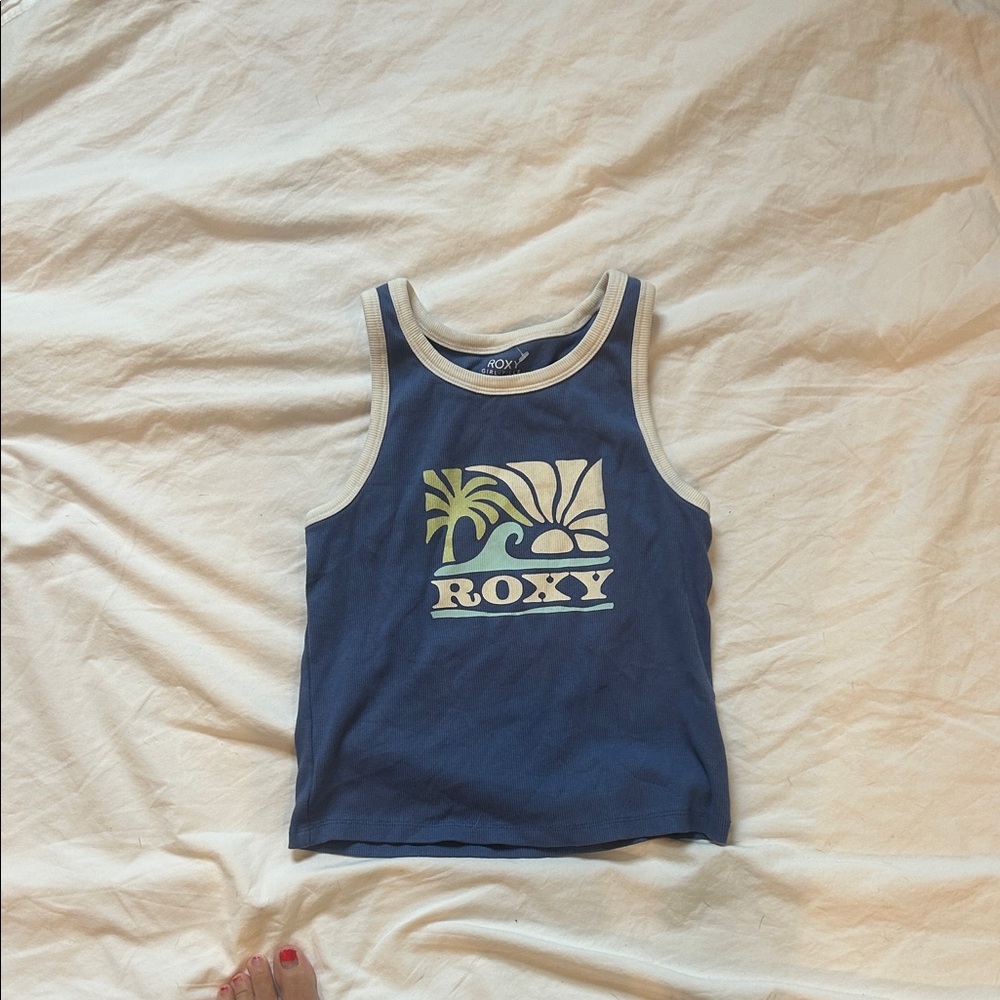 Roxy Navy Kids Tank Top with Palm Graphic